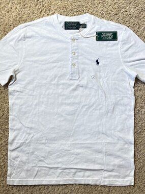 NWT Polo Ralph Lauren Mens Slub Jersey Short-Sleeve Henley Shirt White Size L
